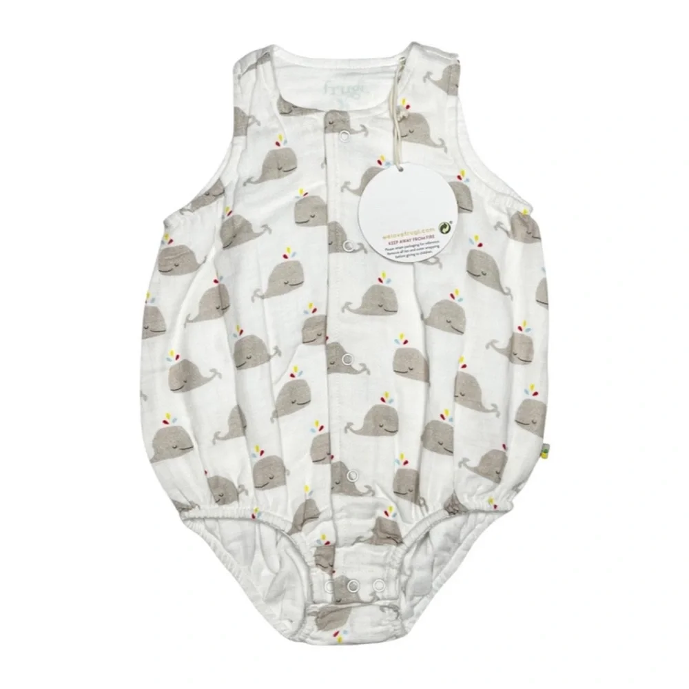 Frugi Elowen Muslin Romper‎ - Rainbow Whales